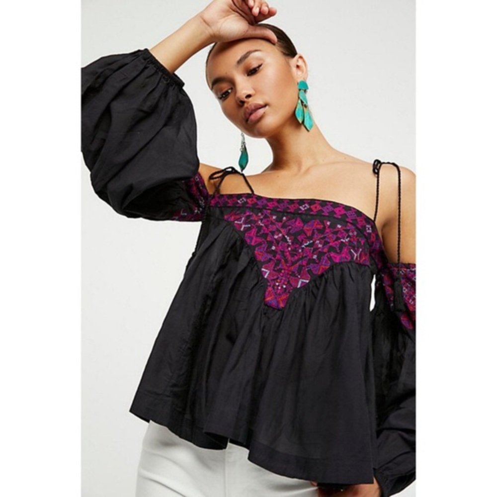 NWT Free People Off the Shoulder Embroidered Top